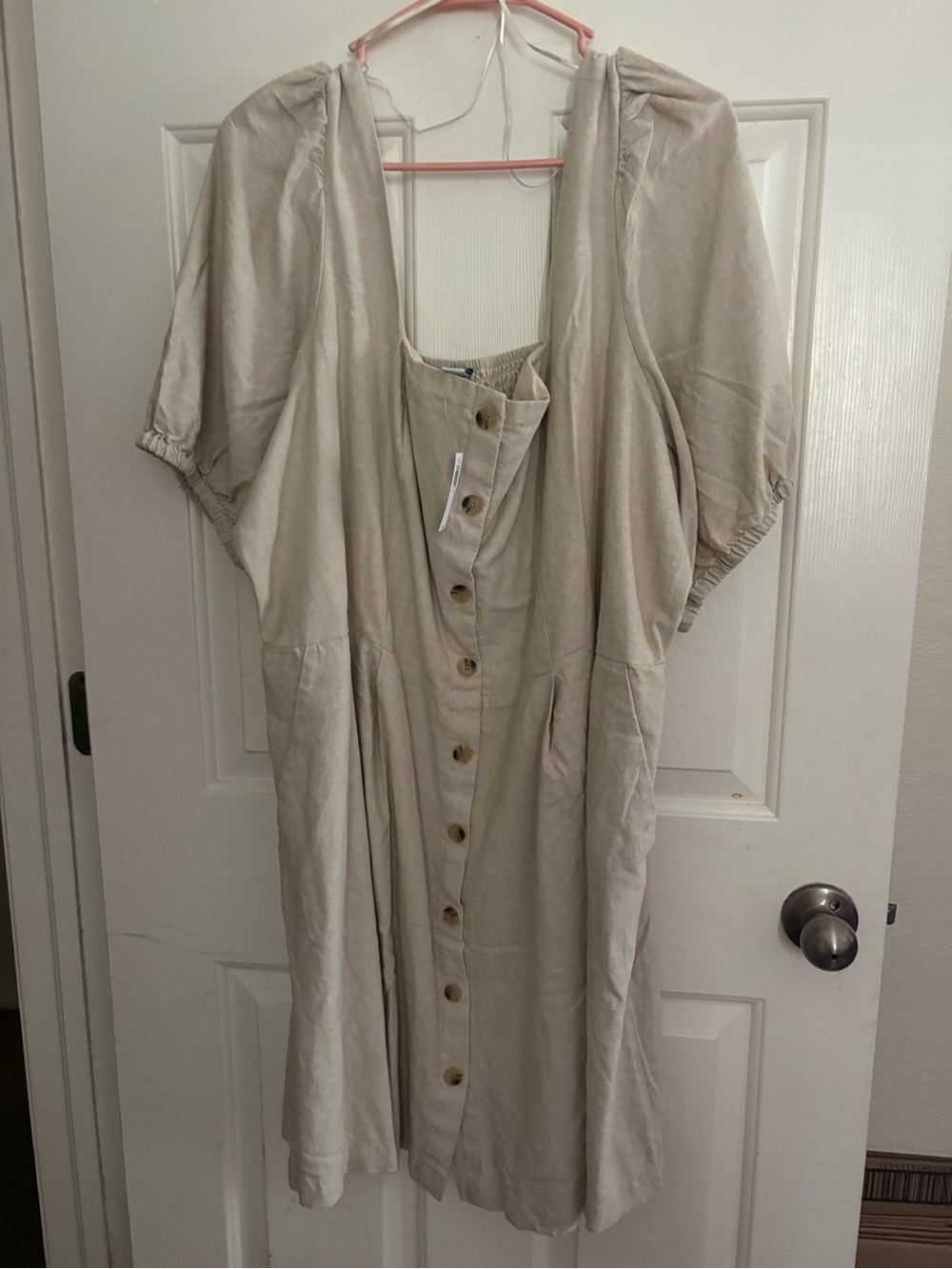 Old Navy Neutral Button-Front Midi Dress